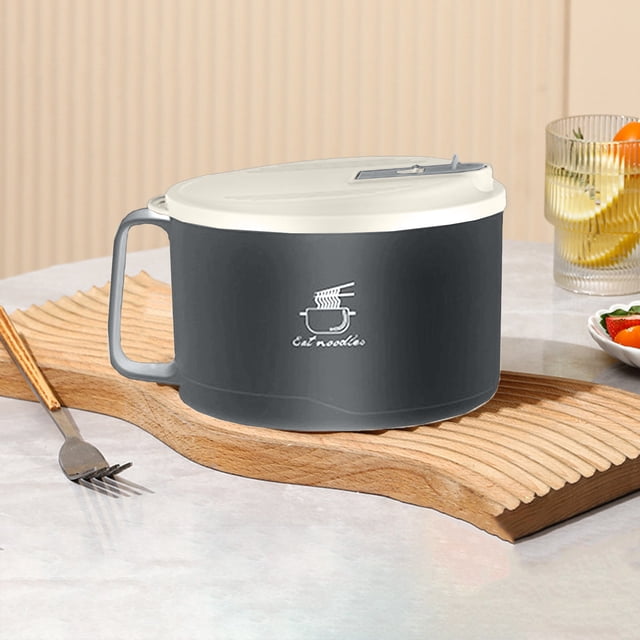 Aursykel Large Capacity Stainless Steel Instant Bowl with Lid for Student Dormitory Suit for Lunch Rice Easy Drainage Portable Lightweight and Sturdy for Long term Use