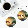 thumbnail image 4 of Vsdgher Castle Red Green Sky Dragon Print Leather Coasters for Drinks, Durable Drink Coasters 4 Set for Tabletop Protection, Luxurious Home Décor and Housewarming Gift-Round Shape, 4 of 6