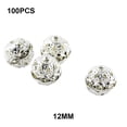 thumbnail image 4 of 100 Pieces Rhinestone Beads Hollow-out DIY Metal  Ball Bead Handmade Popular Jewelry Supplies Making Findings Parts Silver/Rhinestone 12mm, 4 of 7