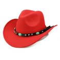 thumbnail image 1 of Jazz Cap Wide Brim Cowboy Style Rivet Roll Up Solid Color Fedora Hat Dress Up Accessory Hat, 1 of 7