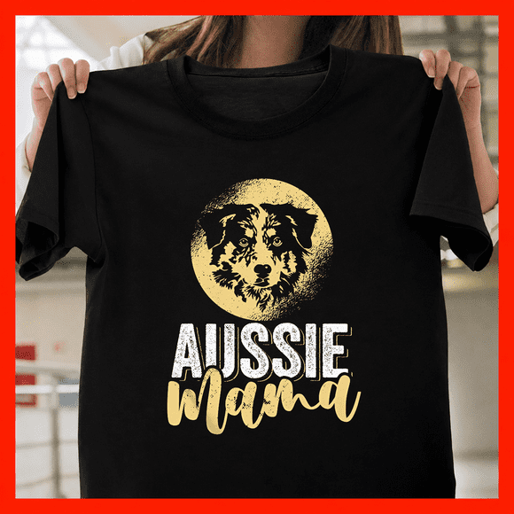 Maman de Chien Berger Australien Drôle Cadeau pour Amatrice d'Animaux Chiot de Troupeau Australien Race T-Shirt Unisexe, jusqu'à la Taille 3TG.