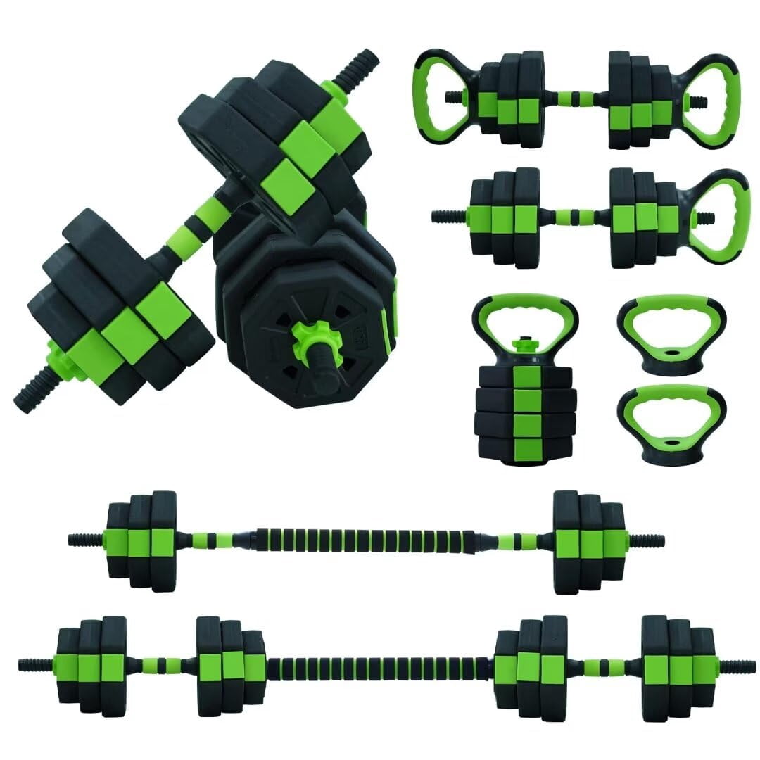 4-in-1 Adjustable Dumbbell Set for Home Gym – Multi-Functional Free Weights Equipment for Strength Training and Body Building – Use as Dumbbells, Barbell, Kettlebells, or Push Up Stand – 30kg/66lbs