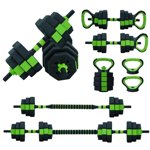 4-in-1 Adjustable Dumbbell Set for Home Gym – Multi-Functional Free Weights Equipment for Strength Training and Body Building – Use as Dumbbells, Barbell, Kettlebells, or Push Up Stand – 30kg/66lbs