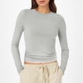thumbnail image 2 of T-Shirts pour Femmes 2025, T-Shirts Femmes, Hauts Ajustés pour Femmes Long Col Roulé Haut Ensemble pour Femmes Manche Col Rond Hauts Courts pour Femmes Haut Tee-Shirt Basique Uni Serré Coupe Ajustée Femmes Sports T, 2 of 8