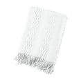 thumbnail image 1 of Bwiyojiz Room Decor 67.72x50x0.39" Solid Color Tassel Blanket Knitted Foot of Bed Sofa Throw Cover, Home Gifts, White, 1 of 6
