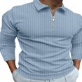 thumbnail image 1 of Stripe Print Men‘s Casual Ribbed Long Sleeve Tops with 1/4 Zipper, 1 of 2