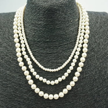 Fashion Women Faux Pearl Charm Beaded Multilayer Long Necklace Jewelry Gift