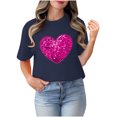 thumbnail image 4 of TIMIFIS T-Shirts pour Femmes de la Saint-Valentin Été Décontracté Manches Courtes Col Rond T-Shirts Mode T-Shirt Imprimé Cœur d'Amour, 4 of 4