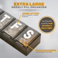 thumbnail image 2 of (3 Pack) MEDca 7-Day Extra Large Plastic Pill Organizer, Weekly Pill Planner, BPA-Free, Black, 2 of 9