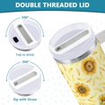 thumbnail image 3 of Gobelet de 30 oz avec Poignée, Couvercle et Paille, Gobelet d'Eau Isolé, Tasse d'Eau en Acier Inoxydable, Tasse/bouteille Réutilisable, Compatible avec Porte-Gobelet, Tournesols Jaunes, 3 of 6
