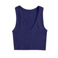 thumbnail image 1 of AherBiu Camisole Tops for Women Summer V Neck Low Cut Ribbed Knitted Slim Fitting Stretchy Solid Color Cropped Tank Tops, 1 of 3