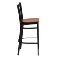 thumbnail image 2 of HERCULES Series Black Vertical Back Metal Restaurant Barstool - Cherry Wood Seat, 2 of 6