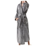 Baberdicy Robes for Women, Women's Robe Bathrobe Solid Coat Sleeved Long Clothes Winter Lengthened Splicing Home Color Robe