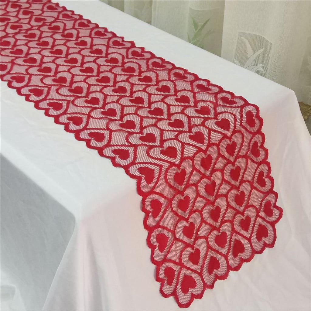 Dvkptbk Valentines Day Table Runner Valentine's Day Table Flag Decoration Red Knitted Table Flag Valentines Day Decor