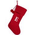 thumbnail image 1 of Christmas Knitted Stocking With Personalised Alphabet Letter Initial Christmas Gift Red D, 1 of 9
