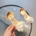 thumbnail image 4 of Girls Heels Princess Shoes Rhinestone Lace Bowknot Sparkling Closed Toe Heels Ankle Strap Pendant Dance Wedding Party Spring Summer Dress Pump Shoes Gold, 4 of 5