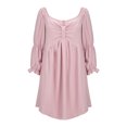 thumbnail image 4 of Gspmoly Robes d'Été pour Femmes 2025, Mode Femmes Décontractée Unie Manches 3/4 Épaules à Volants Robe Mini Robes d'Été pour Femmes Économies d'Été, 4 of 8