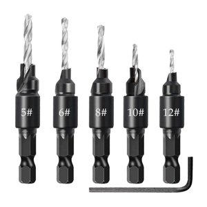 5Pcs/Set 1/4 inch Shank Countersink Drill Bit Power Tools Accessories for Plastic Metal Woodworking Tool by Power Drill