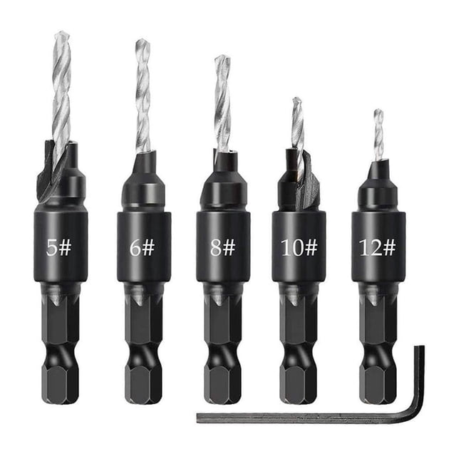 MesaSe 5Pcs/Set 1/4 pouces de jarret de contre-puce de forage Bit Power Tools Accessoires pour outil de travail du bois en métal plastique par perceuse