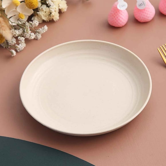 Leutsin Wheat Straw Plates,Reusable Plastic Dinner Plate,Dishwasher & Microwave Safe,Perfect for Dinner Dishes ,Household Fruit Snack Plat Snack Garbage Plates