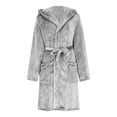 thumbnail image 4 of Women Robes Plush Robes For Women With Warm Fleece Hooded Bathrobe Soft Long Spa Robe With Pockets Woman Flannel Pajamas, 4 of 6