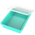 thumbnail image 2 of Storex Flat Storage Tray with Lid, Letter Size, 10 x 13 x 3 Inches, Teal, 5-Pack, 2 of 6