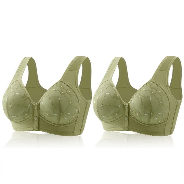 Yuyuzo Front Closure Bras for Women Plus Size 2 Pack Full Support Wireless Comfortable Everyday Bra