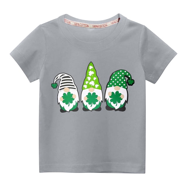 vdgthytj Enfants Garçons Filles T-Shirts de la Saint-Patrick Trèfle Graphique Col Rond Manches Courtes Hauts d'Été Blouse