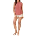 thumbnail image 2 of INSPIRE CHIC Blouse Sans Manches pour Femme, à Volants, Plissée, Blouse CHIC pour le Travail, S Rose Foncé, 2 of 8