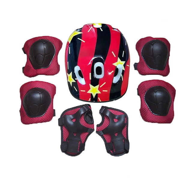 Boy Girls 7PCS Skating Bike Protective Gear Safety Helmet Knee Elbow Pad Set