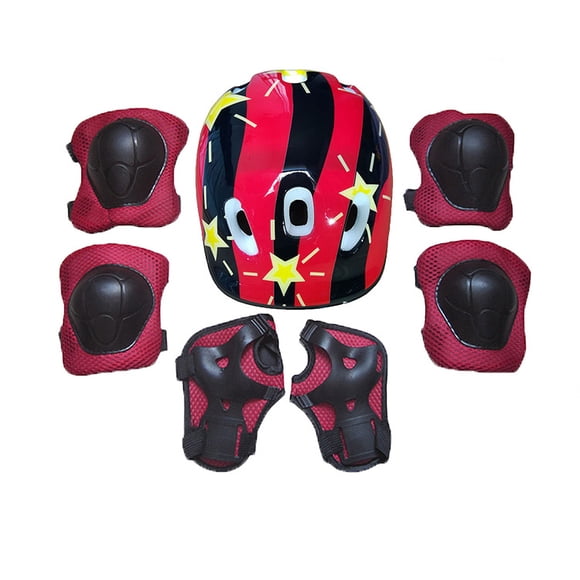 Ensemble de 7 Pcs Casque de Sécurité pour Enfants Patin Vélo Vélo avec Genouillères et Coudières Cyclisme