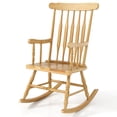 thumbnail image 1 of Costway Solid Wood Rocking Chair Porch Rocker Indoor Outdoor Seat Glossy Finish Black Natural, 1 of 9