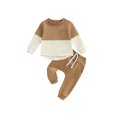 thumbnail image 1 of Faithtur Toddler 2Pcs Fall Outfits Long Sleeve Contrast Color Sweatshirt and Pants Set Baby Clothes, 1 of 8