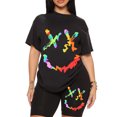 thumbnail image 2 of Innerwin Sweatsuits Short Sleeve Ladies Two Piece Outfit Fitness Crew Neck Loose Fit Jogger Set Style-B S, 2 of 4