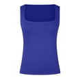 thumbnail image 5 of Hauts Grande Taille Crop Tops Femmes Col Carré Sans Manches Double Couche Débardeur Serré pour Femmes, 5 of 5