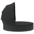 thumbnail image 2 of vidaXL Outdoor Lounge Bed with Canopy and Cushions Black Poly Rattan, 2 of 5