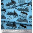 thumbnail image 3 of Soimoi Blue polyester Crepe Fabric Mountains & Text Printed Fabric 1 Yard 52 Inch Wide, 3 of 5