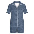 thumbnail image 4 of Yuyuzo Pajama Sets for Women 2 Piece Short Sleeve Button down Shirts Lounge Sets Color Block Soft Pj Sets, 4 of 4
