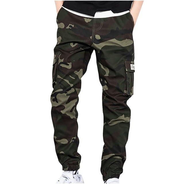 RKSTN Mens Cargo Pants Ripstop Work Pants Relaxed Fit Outdoor Tactical Camouflage Plus Size Trousers with Pockets