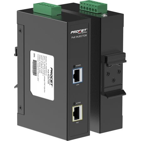 PROCET DIN Rail PoE Injector 30W Industrial IEEE802.3at/ PoE+ Power Injector, 6KV Surge Protection, Wide Working Temperature -40â