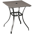 thumbnail image 1 of Outsunny Wicker Dining Table with Umbrella Hole, Coffee Table, Light Grey, 1 of 10