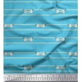 thumbnail image 1 of Soimoi Blue Modal Satin Fabric Bow & Stripe Decor Fabric Printed Yard 42 Inch Wide, 1 of 5