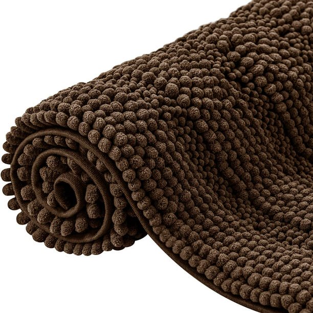 CHUN YI Anti-slip Bathroom Mat Absorbent Plush Polyester, 16"x24", Coffee