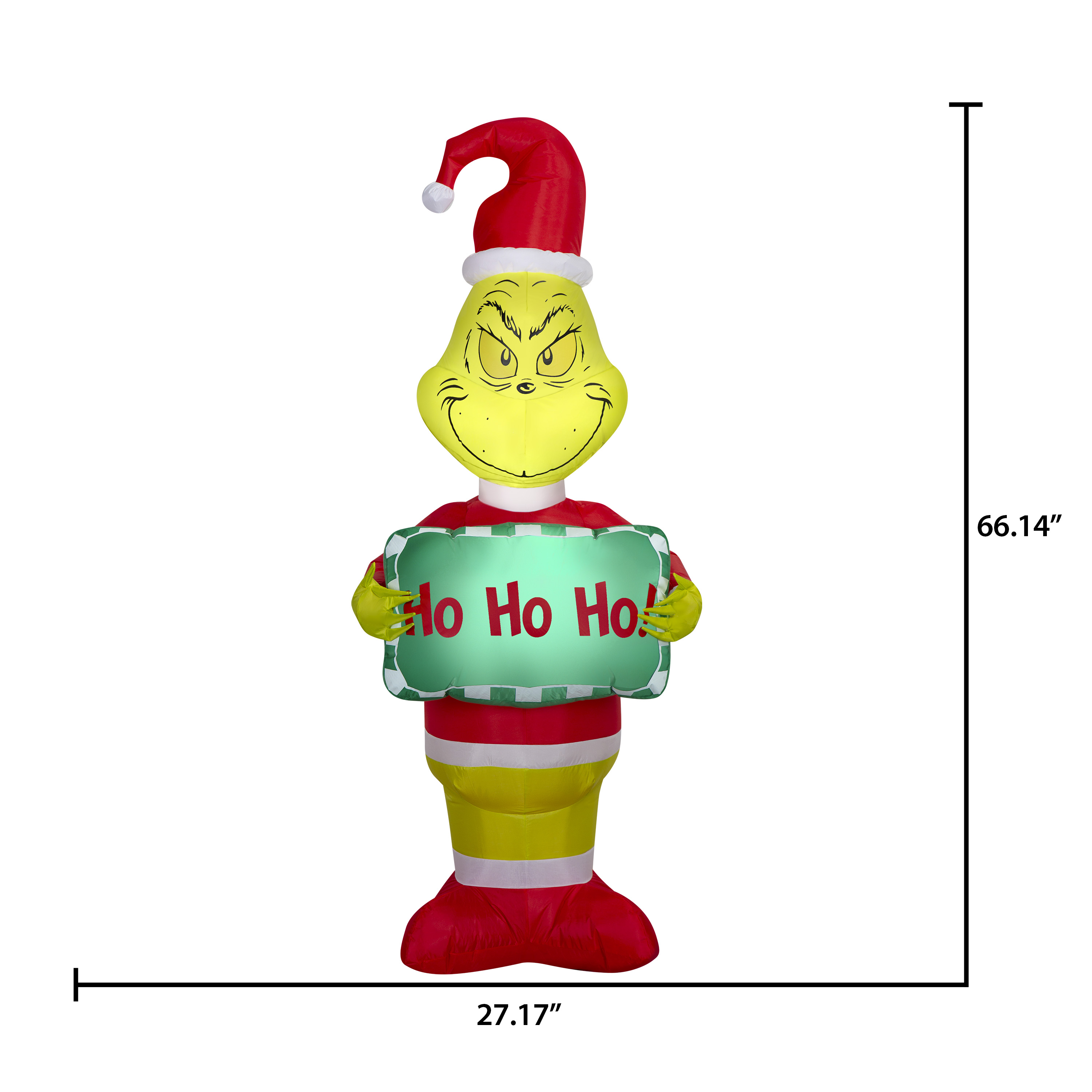Grinch gonflable de Noël pour jardin Airblown tenant une pancarte MD Dr. Seuss (WM CA)