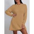 thumbnail image 3 of Faithtur Pull Tricoté Automne Hiver pour Femmes Couleur Unie Manches Longues Col Rond Long Tricoté, 3 of 9
