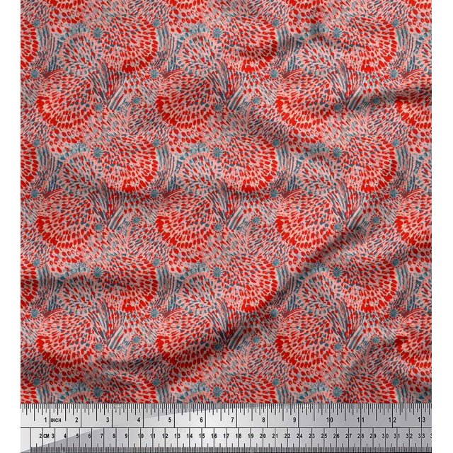 Soimoi Cotton Poplin Fabric Brush Stroke Abstract Decor Fabric Printed Yard 56 Inch Wide
