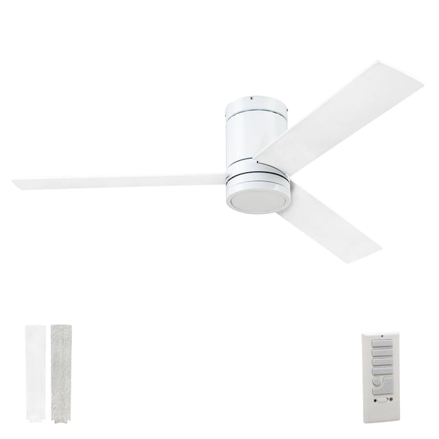 Prominence Home 52" Ceiling Fan, LED Light, Remote Control, Flush Mount, Espy, White