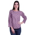 thumbnail image 2 of Moomaya Printed Button Placket Full Sleeve Top Round Neck WoMen's Casual Summer Tunic, 2 of 5