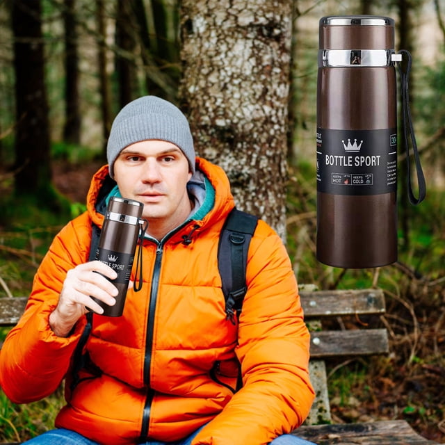 Vacuum Insulation Bottle, Portable Thermos Cup, Temperature Retention, Outdoor Commute, Durable Stainless Steel, Leak-Proof Lid, Built-In Cup, All-Day Hot and Cold Beverages