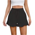 thumbnail image 1 of AherBiu Shorts for Women Trendy Elastic Waist Drawstring Ruffle Wide Leg Summer Casual Solid Color Loose Comfy Shorts, 1 of 5